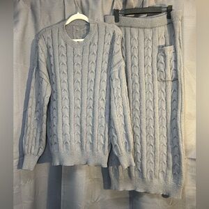 Cable Knit Sweater with Skirt Set